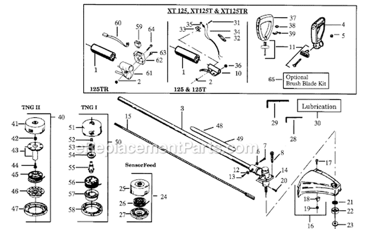 Page A Diagram and Parts List for XT125T  Weed Eater Trimmer